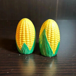 Vintage Japan Half Shucked Corn On the Cob Salt and Pepper Shaker Ceramic